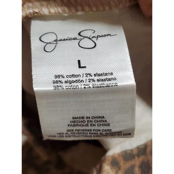 Jessica Simpson Taye Wildcat Brown Animal Print Denim Knee Length Dress Large - Picture 8 of 11